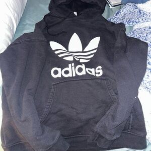 Adidas men’s large black Hoodie with White Emblem